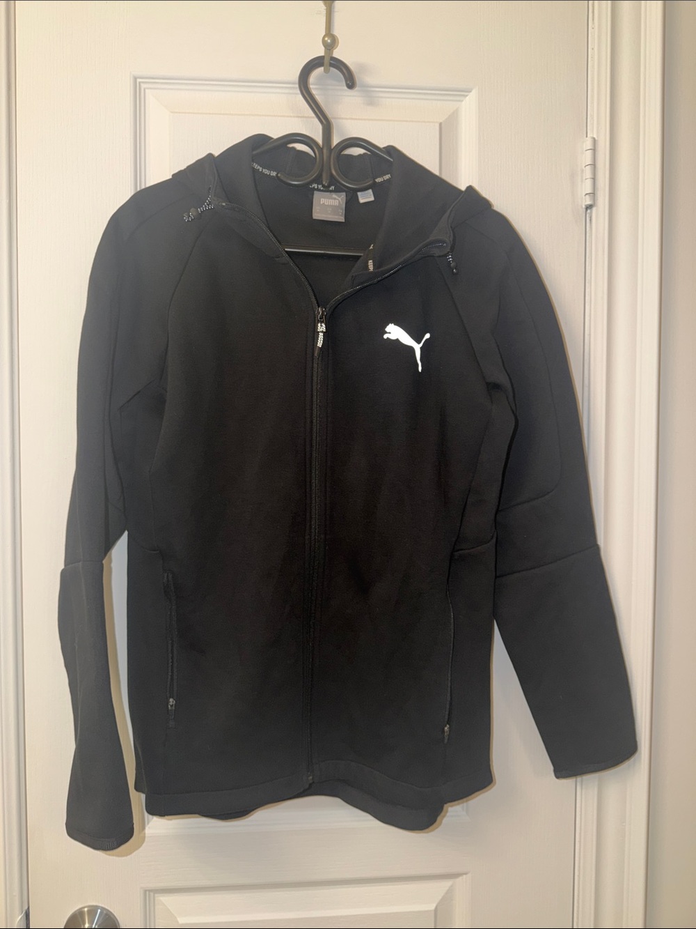 Puma Black Hooded Full-Zip Jacket with White Puma Logo